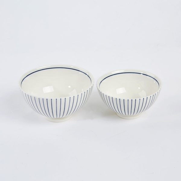 L Blue Line Korean Tableware Set 5P & Bamboo Tray For Sale - Image 4