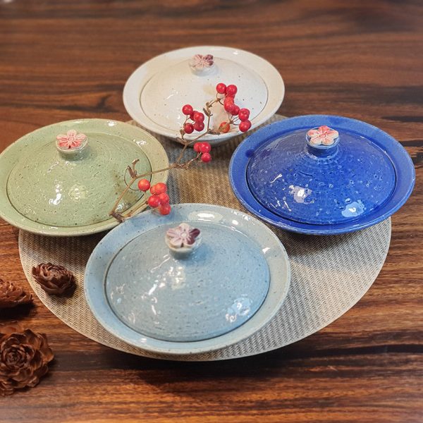 Bosan Pottery - Plum Blossom Porcelain Side Dish Bowl with Lid Supply - Image 2