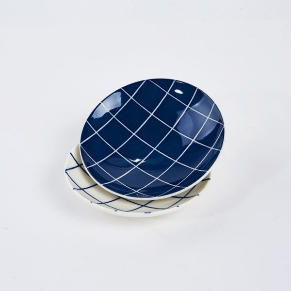 L Blue Line Korean Tableware Set 5P & Bamboo Tray For Sale - Image 5