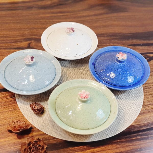 Bosan Pottery - Plum Blossom Porcelain Side Dish Bowl with Lid Supply