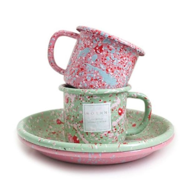 Like A Cafe - Bornn Enamel Island Breeze - Mug & Small Flat Plate Online now