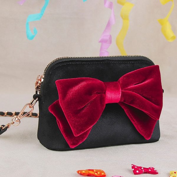 Saint Tail x Clue - Saint Velvet Ribbon Black Pouch + Ribbon Brooch Set Fashion - Image 3