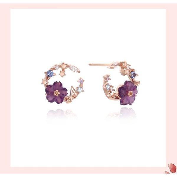 OST x Cardcaptor Sakura - Violet Cherry Blossom Night Song Earrings Discount