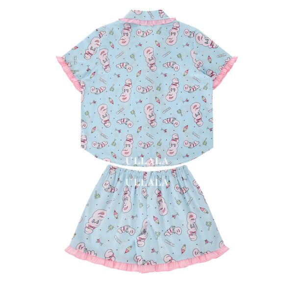 Esther Bunny x Ullala - Vacation Bunny Blue Short Sleeve Pajamas Set Cheap - Image 2