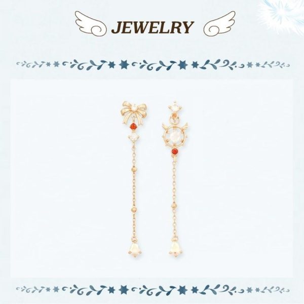 OST x Cardcaptor Sakura - Dream Key and Ribbon Silver Drop Earring For Cheap