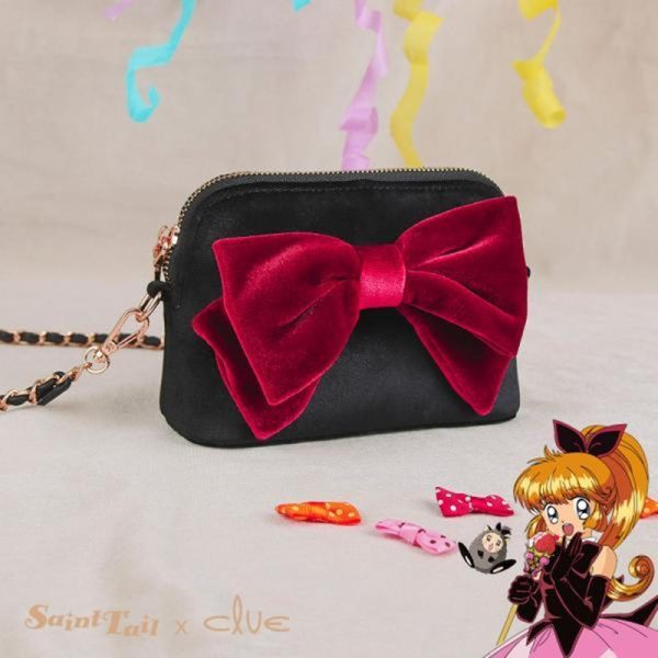 Saint Tail x Clue - Saint Velvet Ribbon Black Pouch on Sale