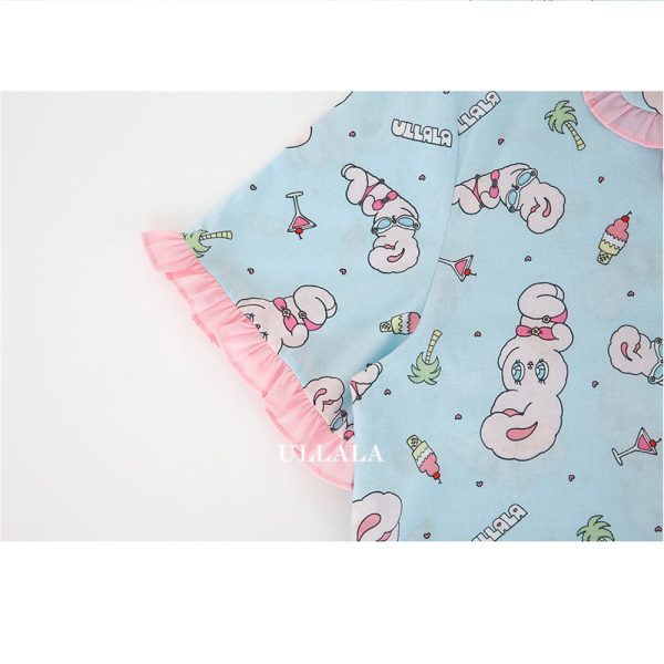 Esther Bunny x Ullala - Vacation Bunny Blue Short Sleeve Pajamas Set Cheap - Image 5