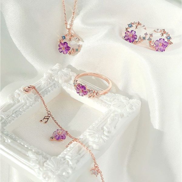 OST x Cardcaptor Sakura - Violet Cherry Blossom Night Song Earrings Discount - Image 4