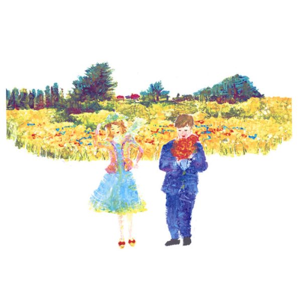 HK Studio - Moony Ceramic Rape Flowers Couple Musical Paperweight Supply - Image 5