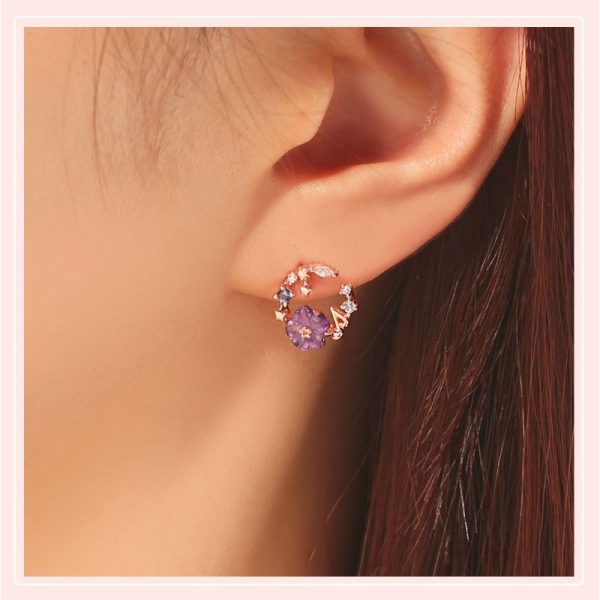 OST x Cardcaptor Sakura - Violet Cherry Blossom Night Song Earrings Discount - Image 5