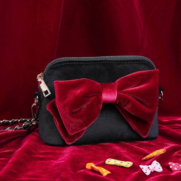 Saint Tail x Clue - Saint Velvet Ribbon Black Pouch on Sale - Image 5