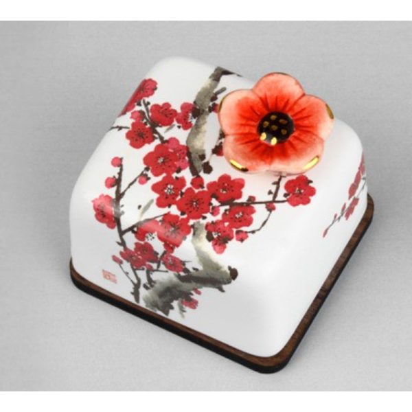 HK Studio - Korean Art Red Plum Blossoms Musical Paperweight For Sale - Image 5