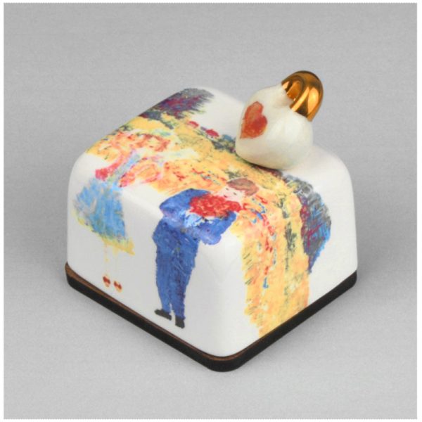 HK Studio - Moony Ceramic Rape Flowers Couple Musical Paperweight Supply - Image 2