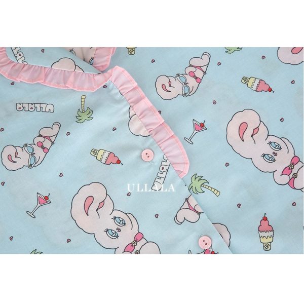 Esther Bunny x Ullala - Vacation Bunny Blue Short Sleeve Pajamas Set Cheap - Image 3