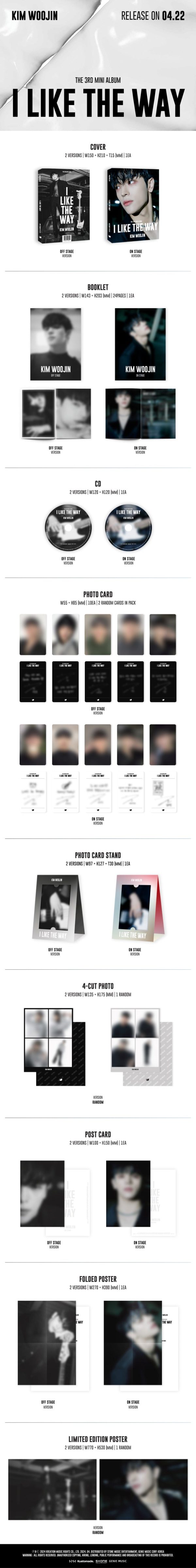 KIM WOOJIN - [I LIKE THE WAY] 3rd Mini Album 2 Version SET Sale - Image 2